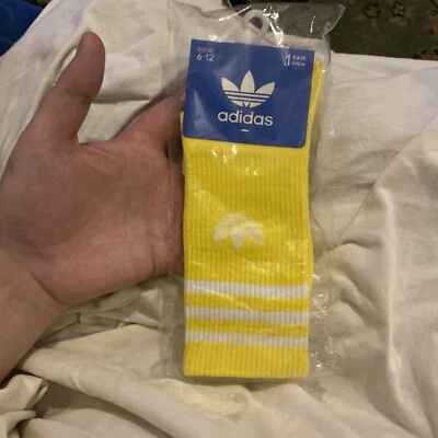 $20 • Buy Adidas Yellow Socks Men Or Women 1 Pair Crew Socks Size 6-12 Yellow Colour Color
