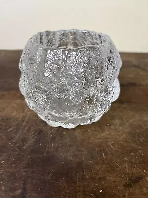 Vintage LE Smith Clear Glass Ice Snow Ball Votive Candle Holder 3” Textured • $14.95