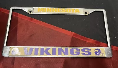 MINNESOTA VIKINGS NFL Metal Chrome License Plate Frame. Vintage (?) Bold Print • $6.99