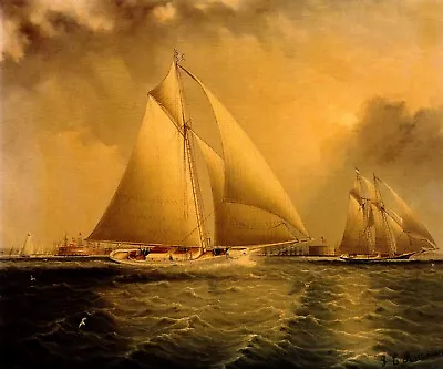 Sailboat Ocean Yachting In New York Harbor By James Buttersworth Repro FREE S/H • $17.90