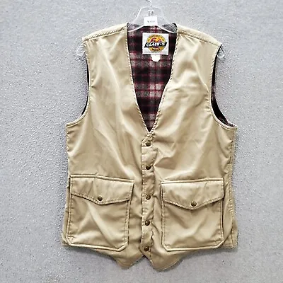 VINTAGE Class 5 Men Jacket Large Beige 100% Wool Lined Vest Pockets Snap READ • $49.89