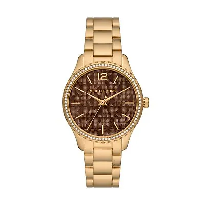 Womens Wristwatch MICHAEL KORS LAYTON MK7296 Stainless Steel Golden Swarovski • $165.60