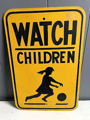 Watch For Children/Children At Play Vintage Metal Street Sign • 18  X 12  • $99.99