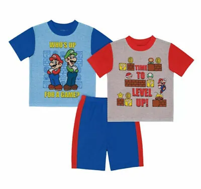 Super Mario Boys Time To Level Up Three-Piece Pajama Set Size 4 6 8 10 • $20.99