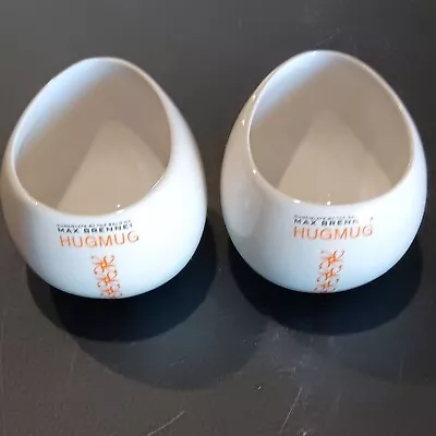 Max Brenner Hug Mug Pair  Chocolate By The Bald Man  Handleless Teardrop Shaped • $6