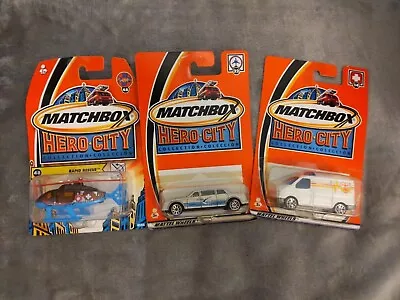 MATCHBOX Hero City Lot Rapid Response Chopper Limo Ford Transit Van • $5.99