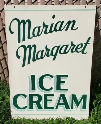 RARE Vintage Marian Margaret Painted Metal Ice Cream Sign Advertising 2 Sided • $495