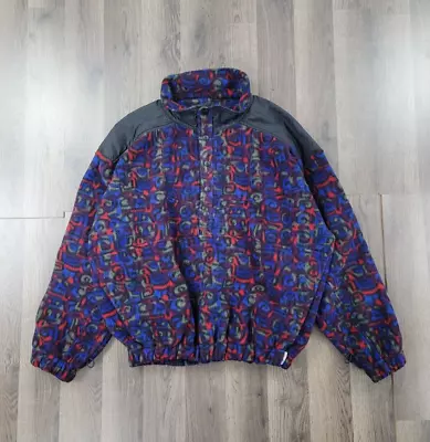 Obermeyer Jacket Size XL Crazy Pattern Snap Button Fleece Pullover Rare Vintage • $39.95