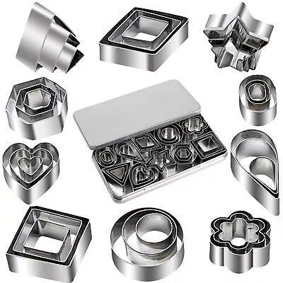 Mini Cookie Cutter Shapes Set - 30 Tiny Stainless Steel Stamps Of Silver  • $15.60