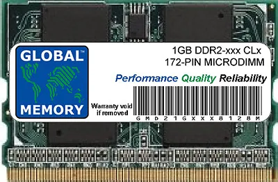 1GB DDR2 400/533MHz 172-PIN MICRODIMM MEMORY RAM FOR LAPTOPS/NOTEBOOKS • $44.78