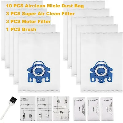Miele GN Vacuum Bags 3D AirClean 10 Bags & 3 Motor Protection/ Airclen Filters  • $19.98