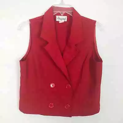 The Original Women's Vintage Double Breasted Sleeveless Red Blazer Size Large • $24.99