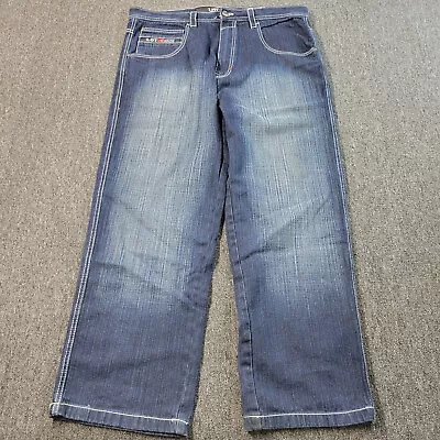 Lot 29 Jeans Mens 38x32 Blue Wide Leg Baggy World Class Denim Pants 90s Y2k VTG • $39.99