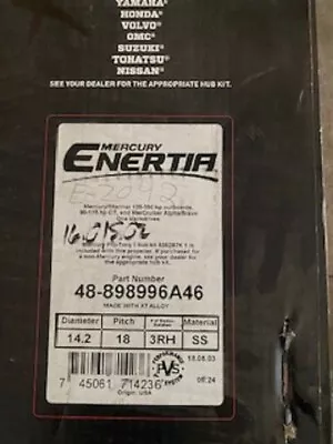 NEW Mercury Enertia Propeller 18 Pitch RH 48-898996A46 • $764