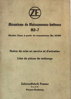 $10.55 • Buy MD-7 ZAHNRADFABRIK PASSAU Maintenance Notice Mechanism COMBINE HARVESTER MD-7 ZAHNRADFABRIK