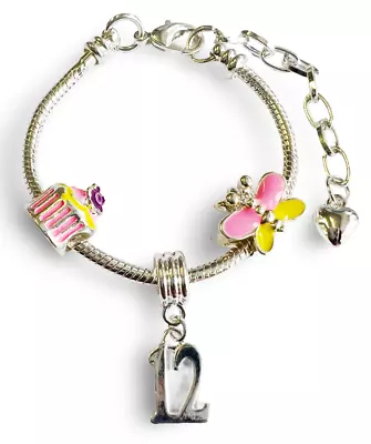 Children's Adjustable Happy Birthday To You Age 12 Silver Plated Charm Bracelet • £10.99