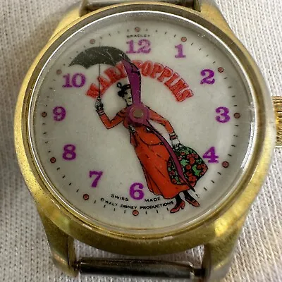 RARE BRADLEY Disney Mary Poppins Watch Swiss Made Wind-Up For Parts Or Repair • $99.50