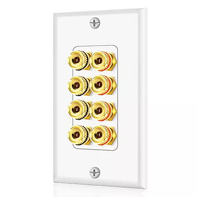 $21.99 • Buy Home Theater Speaker Wall Plate Outlet 4 Speaker Panel Banana Binding Post Plug