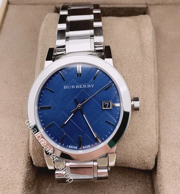 $172 • Buy Burberry  BU9031 Blue Check Dial Stainless Steel Silver Tone 38mm Men's Watch