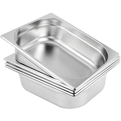 4 Pack 1/2 Size X 4  Deep Steam Table Pan Stainless Steel Antijam Steam Table Pa • $25.63