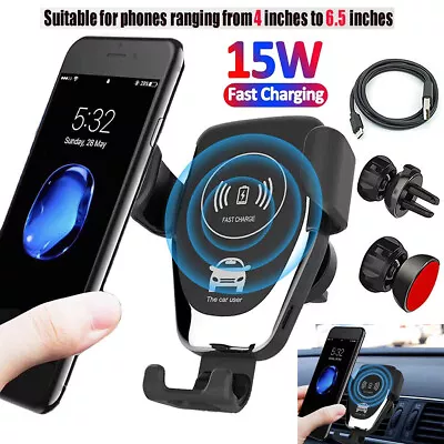 Fast Wireless Car Charger Mount Air Vent Phone Holder 15W For IPhone 15 14 13 12 • $13.88
