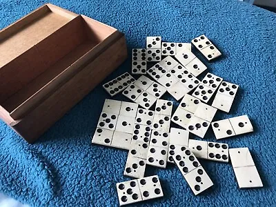£25 • Buy Vintage Bone And Ebony Dominoes Set - 28 Tile Set Complete