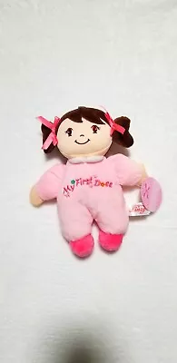 My First Baby Doll Brunette Hair  Brown Eyes Super Soft Cloth Plush By Linzy 10” • $19.99