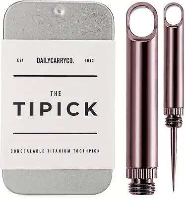 DAILYCARRYCO. TiPick Titanium Toothpick Keychain Holder - Portable Metal Trav... • $35.99