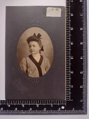 Cabinet Card Young Girl Opposing Hair In Bow & White Turtleneck 1890s • $16.50