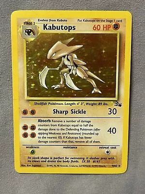 Pokémon TCG Kabutops Fossil 9/62 Holo Unlimited Holo Rare • $10.50