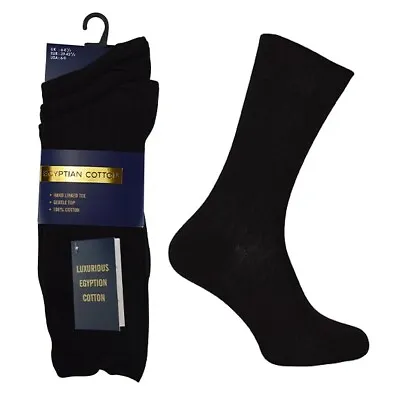 Mens 100% Egyptian Cotton Socks | 6 Pairs | Seamless Black Socks In 3 Sizes • $15.14