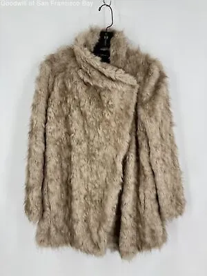 $19.99 • Buy Zara Womens Taupe Trafaluc Faux Fur Long Sleeve Body Warmer Casual Coat Small