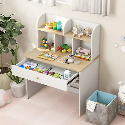 Kids Wooden Study Desk Children Home School Writing Table W/Drawer Storage Shelf • $116.95