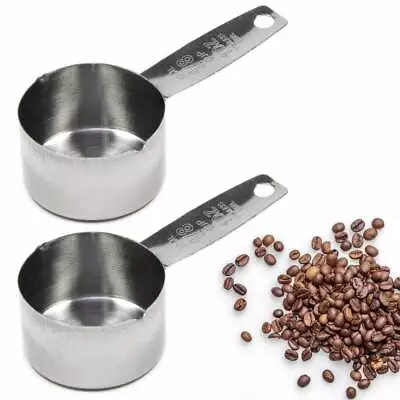 2 Pc Coffee Measurer Cup Scoop Measuring Spoon Set Stainless Steel Tea Cook 1 Oz • $8.18