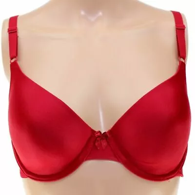 MAIDENFORM Underwired T SHIRT BRA Multi-Way RED Lightly Padded Demi Cup 34C 34D • £7.99