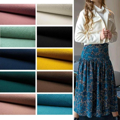 £0.99 • Buy Boucle Luxury Knitted Curled Soft Sheep Wool Feel Jersey Fabric Material