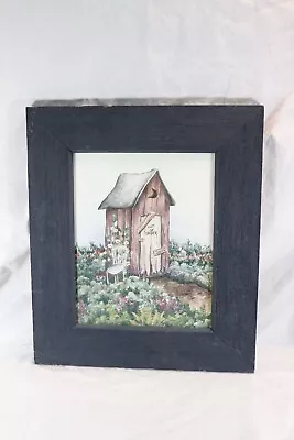 Vintage Outhouse Wall Decor Country Chic Wooden Framed Wash Room Rustic Signed • $12