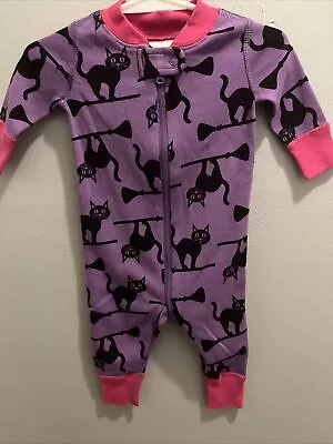 Hanna Andersson Pajamas Halloween Size 0-3 Months Organic Cotton Zipper Cat Long • $14.95