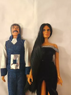 VINTAGE MEGO SONNY & CHER DOLLS  12.5  - 1975-1976 - Stands/Booklet Included • $115