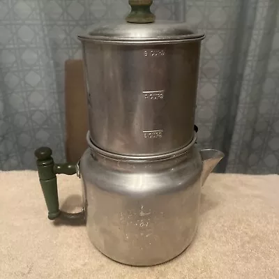 Vintage Drip-O-Lator Enterprise Aluminum 2- 6 Cup Drip Wood Handle Coffee Pot • $34.99