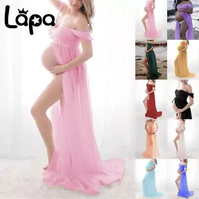 Pregnant Maternity Womens Off Shoulder Maxi Dress Photo Shoot Photography Gown • £15.69