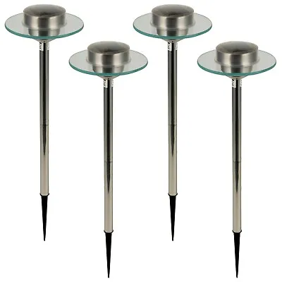 4 X 55cm Tall LED Solar Powered Outdoor Garden Lights Garden Pathway Lamp Post • £14.99