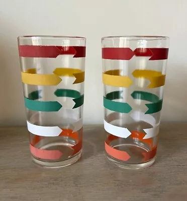 Vintage Anchor Hocking Fiesta Striped Glasses 5  Tall • $14