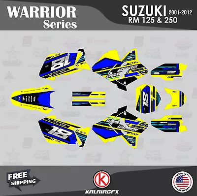 Graphics Kit For Suzuki RM125 RM250 (2001-2012) RM 125 RM 250 Warrior-Blue • $82.99