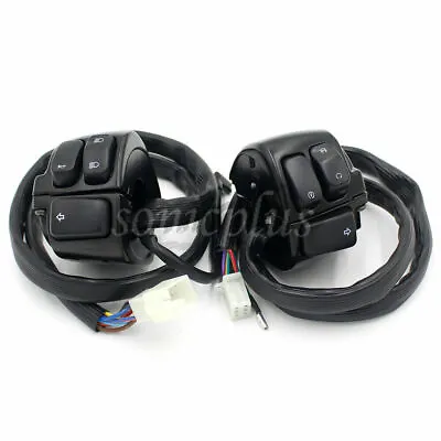 Black Motorcycle 1  Handlebar Control Switch Housing Wiring Harness For Harley • $34.99