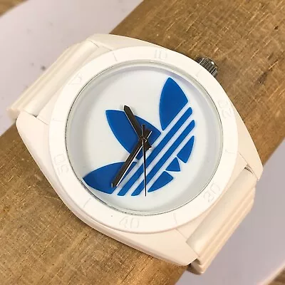 ADIDAS MEN'S WATCH QUARTZ / ADH2921 White Rubber Blue Logo WRISTWATCH • $49.95