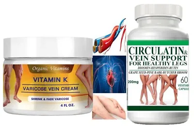 VEIN CARE Circulation + Vit K Cream Varicose Leg Veins & Arteries Supplement  • $17.29