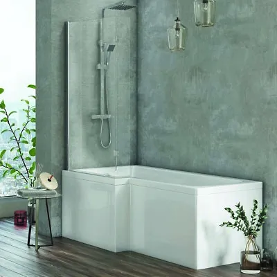 £319.99 • Buy Designer 1700mm X 850mm L Shaped Shower Bath Tub Bath Screen Left Right Hand