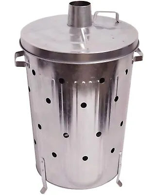 90L Garden Rubbish Bin Leaves Burning Galvanised Metal Incinerator Wood Burner • £24.99