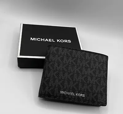 Michael Kors Men's Mason Bifold Wallet - Black Logo Print - In Gift Box • $53.15